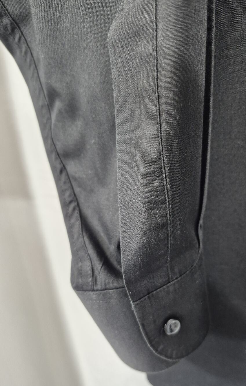 Van Heusen Mens Black Wrinkle Free Dress Shirt L Large 16 32 33 Poplin Button Up - Picture 3 of 7